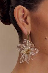 Naomi Acrylic Flower Earring - Gold